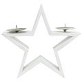 Floristik24 Estrella de madera con 2x candelabro blanco