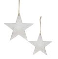 Floristik24 Estrellas de madera para colgar 9 / 13cm blanco 12pcs