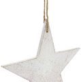 Floristik24 Estrellas de madera para colgar 16,5cm / 20cm blanco 6pcs
