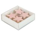 Floristik24 Estrellas de madera decoración estrellas decoración navideña rosa brillo Ø5cm 8ud