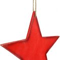 Floristik24 Estrellas de madera para colgar 30cm rojo 3pcs