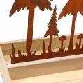 Floristik24 Bandeja de madera, silueta de bosque, óxido de acero inoxidable, 30 cm x 15 cm