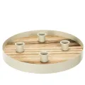 Floristik24 Portavelas para cuatro velas cónicas, bandeja redonda de madera, 25 cm.