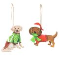 Floristik24 Adorno navideño de perro, adorno colgante decorativo, perro con bufanda y gorro, 12 cm, 2 piezas