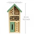 Casa de insectos de jardín de ayuda de nido de madera verde para hotel de insectos Al 26cm