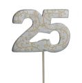 Floristik24 Número de aniversario &quot;25&quot; de madera plateada 36 piezas