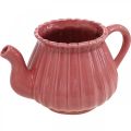 Floristik24 Tetera decorativa maceta de cerámica rosa, roja, blanca L19cm 3pcs