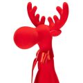 Figura decorativa de alce con lazo, sentado, para colocar sobre estante, 54 cm. | Floristik24.es