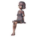 Floristik24 Figura de jardín Edge Seater niña sentada bronce 52cm