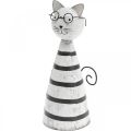 Floristik24 Gato con gafas, figura decorativa para colocar, figura de gato metal blanco y negro H16cm Ø7cm
