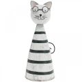 Floristik24 Gato con gafas, figura decorativa para colocar, figura de gato metal blanco y negro H16cm Ø7cm