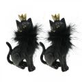 Floristik24 Figura decorativa gato poliresina con corona oro negro Al12.5cm 2pcs