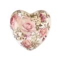 Floristik24 Corazón decorativo de cerámica con rosas loza para mesa 10,5cm