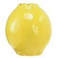 Floristik24 Jarrón de cerámica decoración limón amarillo Mediterráneo Ø12cm H14,5cm