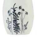 Floristik24 Conejito de cerámica conejos blancos plumas decorativas flores Ø6cm H20,5cm