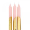 Floristik24 Velas de árbol velas piramidales rosas, velas doradas H105mm 10p