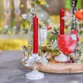 Floristik24 Decoración de velas, primavera, portavelas con flores, decoración de metal para la boda.