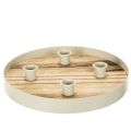 Floristik24 Portavelas para cuatro velas cónicas, bandeja redonda de madera, 25 cm.
