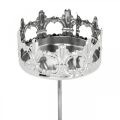 Floristik24 Corona decorativa para velas, portavelas para pegar, decoración de Adviento plata Ø5.5cm 4ud