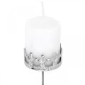 Floristik24 Corona decorativa para velas, portavelas para pegar, decoración de Adviento plata Ø5.5cm 4ud