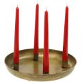 Floristik24 Plato para velas, Cuenco para corona de Adviento, Adorno navideño aspecto antiguo dorado Ø30cm