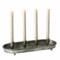 Floristik24 Bandeja para velas ovalada para 4 velas de metal plateado antiguo 40 × 17cm