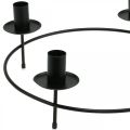 Floristik24 Anillo de vela, velas de palo, portavelas, negro, Ø33,5 cm, H11 cm, 2 piezas