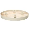 Floristik24 Bandeja redonda de madera para cuatro velas cónicas, 30 cm.
