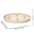 Bandeja redonda de madera para cuatro velas cónicas, 30 cm. | Floristik24.es