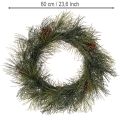 Corona de ramas de pino artificiales con piñas de 60 cm | Floristik24.es