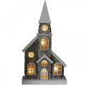 Floristik24 Casa de luz Iglesia de madera Iglesia de Navidad Iglesia de madera Al. 45 cm