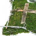Cojín musgo y enredaderas con cruz para arreglo de tumba 25x25cm