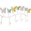 Floristik24 Decoración primaveral, barra de gancho con mariposas, decoración de metal, armario decorativo 36cm