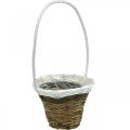 Floristik24 Cesta con asa, cesta natural para plantar, cesta de flores redonda natural, blanco H49cm Ø23.5cm