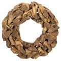 Floristik24 Corona decorativa redonda de 35 cm, hecha de piezas de madera natural.