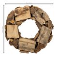 Corona decorativa redonda de 35 cm, hecha de piezas de madera natural. | Floristik24.es