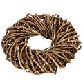 Corona hecha de ramitas naturales, corona redonda de ratán para manualidades, 35 cm | Floristik24.es