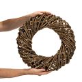 Corona decorativa hecha de ramas naturales, corona de ratán, redonda, grande, 45 cm. | Floristik24.es