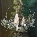 Floristik24 Corona luminosa con abetos y bolas, Adviento, decoración de invierno para colgar, anillo de decoración LED plateado L45cm Ø30cm