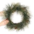 Corona de ramas de pino artificiales con piñas de 60 cm | Floristik24.es