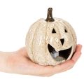 Decoración de calabaza de cerámica con LED y cara sonriente, 13 cm. | Floristik24.es