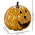 Calabaza de cerámica con cara, decoración LED, Halloween, 19 cm | Floristik24.es