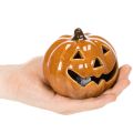 Calabaza de cerámica con luz LED, decoración pequeña de Halloween de 10 cm. | Floristik24.es