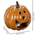 Calabaza de cerámica decorativa con luz LED para Halloween, 15 cm | Floristik24.es