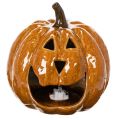 Calabaza de cerámica decorativa con luz LED para Halloween, 15 cm | Floristik24.es