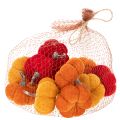 Juego de calabazas decorativas de terciopelo en tres colores, mini calabazas de 5 cm, 12 piezas. | Floristik24.es