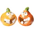 Floristik24 Figura decorativa de calabaza y portavelas, cara divertida, decoración otoñal, 12 cm, 2 piezas