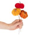 Calabaza decorativa en alambre, decoración otoñal, terciopelo, juego de tres colores, 8 cm, 9 piezas | Floristik24.es
