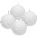 Floristik24 Velas de adviento, velas de bolas, velas de bolas de nieve 80 mm 4 piezas
