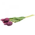 Floristik24 Flores artificiales tulipán púrpura, flor de primavera 48cm paquete de 5